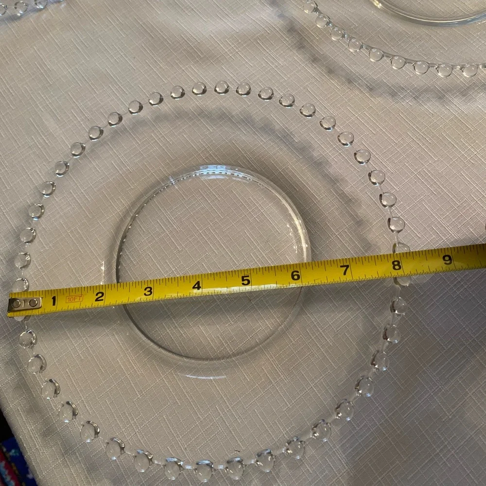Imperial Glass Candlewick 8 in Dinner Plate Luncheon Set of 4 Hobnail Rim